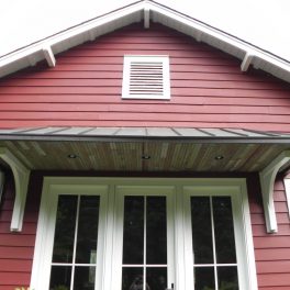 COPPER CANOPY WITH RECLAIMED BEAD BOARD CEILING