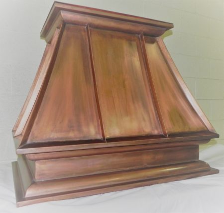 COPPER KITCHEN HOOD WITH ORNATE TRIM