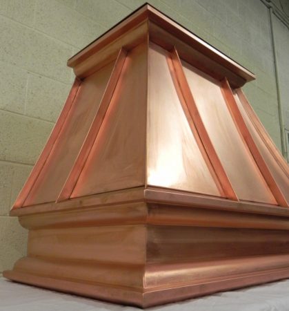 COPPER KITCHEN HOOD WITH ORNATE TRIM