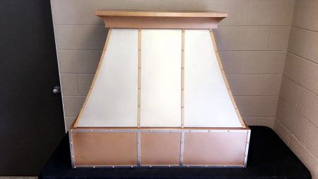STAINLESS AND COPPER KITCHEN HOOD WITH RIVOTS