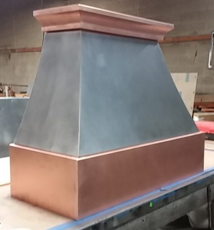 STAINLESS AND COPPER KITCHEN HOOD WITH RIVOTS