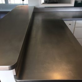 STAINLESS STEEL COUNTERTOP INSTALLATION WITH WELDED SINK