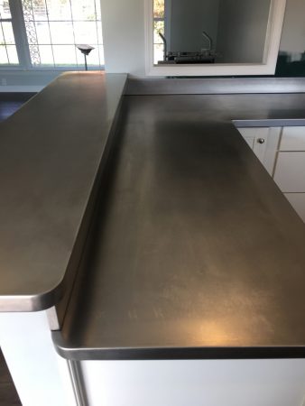 STAINLESS STEEL COUNTERTOP INSTALLATION WITH WELDED SINK